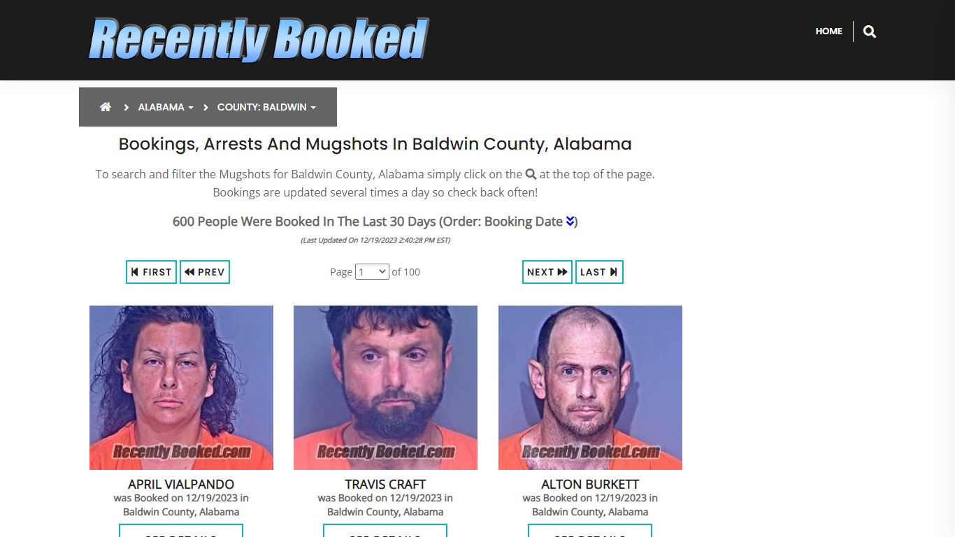 Bookings, Arrests and Mugshots in Baldwin County, Alabama - Recently Booked