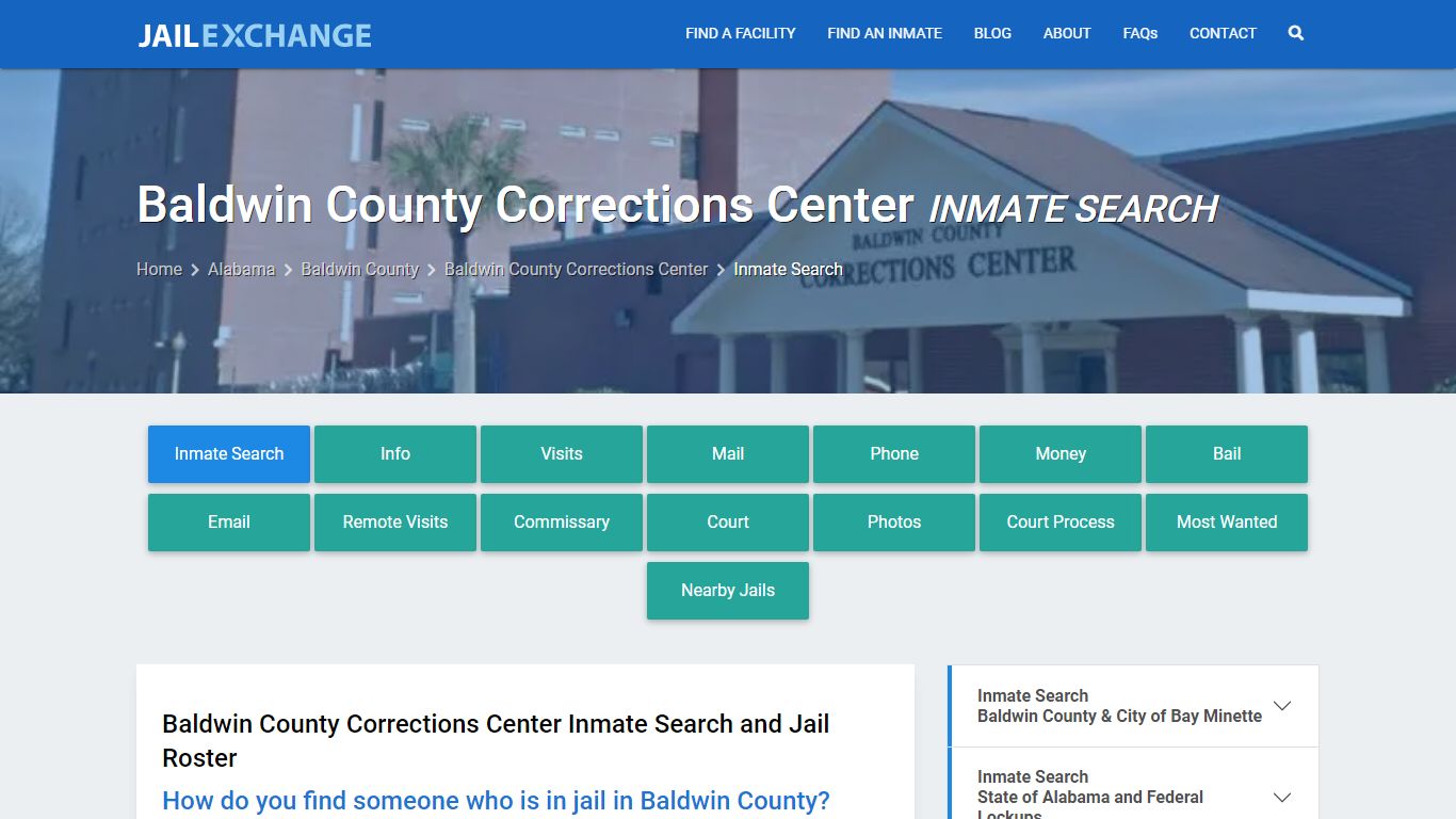 Baldwin County Corrections Center Inmate Search - Jail Exchange